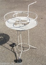 Ancien Bar Vintage à Roulettes en Tôle Perforée  Années 50's