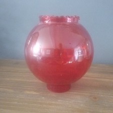 ANCIEN VERRE ROUGE LAMPE SANCTUAIRE VEILLEUSE D'EGLISE D'AUTEL SOUFFLE MAIN