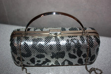 LANCASTER  Sac Pochette de Soirée Sequins Argentés Chaînette TBE