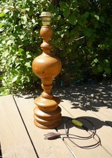 Grand pied de lampe en bois tourné - années 60-70