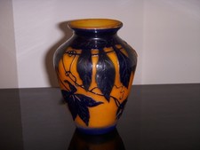 VASE ART NOUVEAU DELATTE NANCY GRAVE A  ACIDE PATE DE VERRE EPOQUE 1900