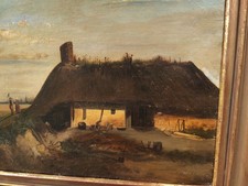 Tableau Ancien Peinture Huile Ecole Française de Barbizon Cheval Campagne XIX 19