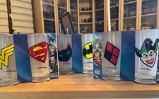 Lot 6 Verres Collector DC Comics Wonder Woman, Superman, Batman, Joker, Harley..