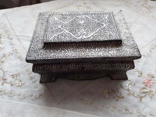 Silver wooden box - silver,