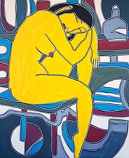 KLEYMAN Tableau Nu Huile XL Côté Akoun 73x60 " Sakura "  Direct Artiste