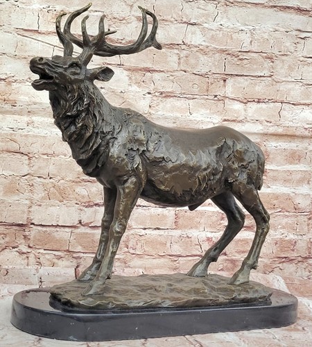 Statue marbre bronze cerf - en,
