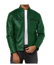 Veste en cuir vert pour homme