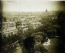 PARIS Vue aérienne prise depuis la Tour Eiffel Photo Plaque c1910 Vintage §n3