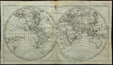 1784 - Carte ancienne du nouveau monde en deux hémisphères - Rigobert Bonne