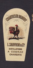 Ancienne  petite étiquette glacée Alcool  France BN124331 Chantecler Brandy Coq 