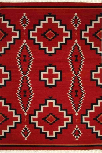 Tapis laine navajo rouge - tapis, en