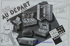 PUBLICITE AU DEPART MALLE ARMOIRE VANITY SAC VALISE SIGNE CAMPBELL DE 1929 AD