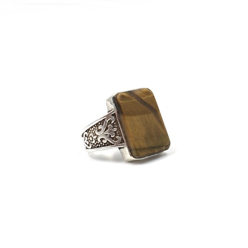 Bague oeil tigre argent - oeil, en