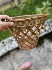 ANCIEN PANIER Corbeille OSIER RANGEMENT PELOTE DE LAINE TRICOT PAS TRAVAILLEUSE