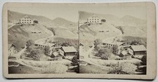 Montagne Chalet Ville à identifier c1865 Photo Stereo Vintage Albumine §wn1
