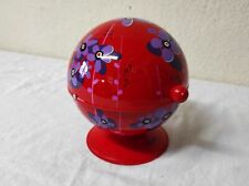 Ancien Sucrier de Bar en métal rouge déco floral Pylones