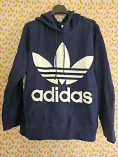 Sweat Adidas à capuche Originals coton Marine Trefoil jersey Femme - 40