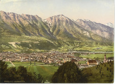 Tirol. Innsbruck gegen Nordost. PZ vintage photochromie, Austria photochromie,