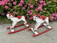 Deux Chevaux Bascule En Bois Vintage Années 1930