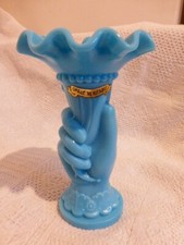Vase opaline bleu main - en,