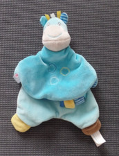 S23P / doudou girafe vache plat rayé bleu jaune gris doumou SUCRE D'ORGE