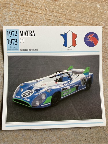 Matra 670 1972 - 1973, carte