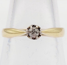 Bague solitaire antique or 18k diamant taille ancienne 0,08 carats (circa 1920)