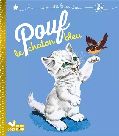 Pouf chaton bleu pierre - pouf, bleu,