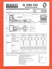 RENAULT / PORTEUR G 290 CH TURBO-INTERCOOLER / FICHE TECHNIQUE SUISSE  de 1985