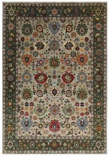 Tapis en laine fait main vert Bidjar de 9 x 12 pieds, tapis oriental...