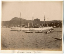 USA, American Cruiser Yorktown vintage print,  Tirage albuminé  20x25  Cir