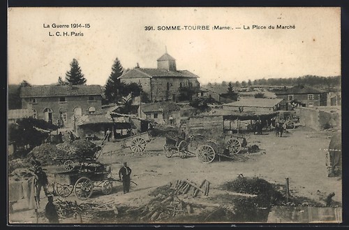Cpa somme tourbe - la, guerre