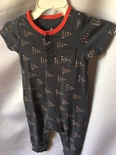 babyGap Equinox Blue Boys Henley Short Sleeve Baby One Piece 9-12M New