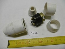 Douille B22 plastique blanc (1) en pas français 10,85 mm époque 1970 (réf AH57) 