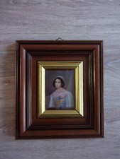 DAME DE QUALITE Gouache miniature sous verre - Signé HIL ?? - Ecole XXe