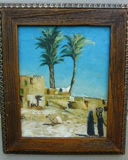 Tableau Huile sur panneau personnages orientaliste XXéme