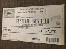 RARE TICKET )) RAI PSG presente FESTIVAL BRESILIEN 1998 PARIS PARC DES PRINCES