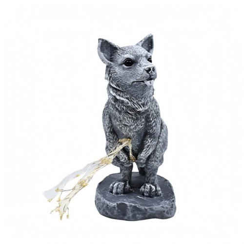 Statue résine gris chien - en,