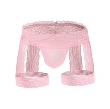 Hommes Culotte en Dentelle avec Jarretières String Sissy Sous-Vêtements Gay É...