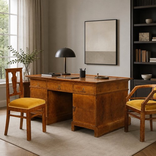 Bureau art déco ancien noyer - art,