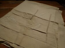 Linge ancien Drap en métis écru  avec jours  et monogramme SB