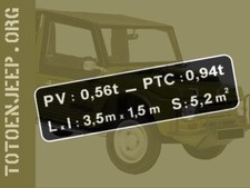 PLAQUE PLAQUETTE LABLE SIGNALETIQUE  ALU " TARE  "  CITROEN MEHARI . 4X4 