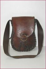Sac Besace En Cuir Travail Artisanal Fermoir Laiton TBE