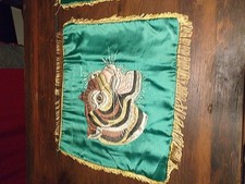 Rare Paire Housse De Cousin En Soie militaire Indochine Commandos 