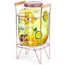 Distributeur à boissons en verre 3,8L avec robinet support doré design