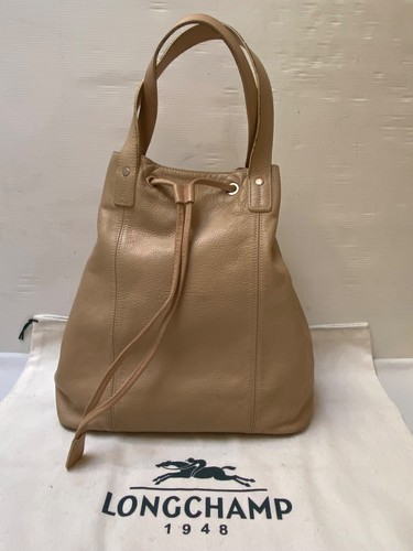Sac cabas longchamp cuir beige - sac,