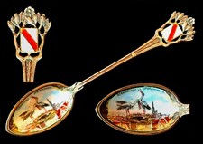 Cuillère souvenir spoon argent/émail STRASBOURG Nid de Cigognes