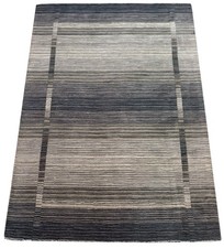 Tapis 100% Laine Bleu Gris 160X230 Cm Fait Main Loom T864