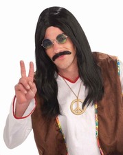 Perruque Noire Costume Adulte Hippie Dude