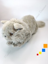 Peluche/Doudou Réaliste Chat Gris Allongé Yeux Jaune 35cm Grand Modèle Playkids